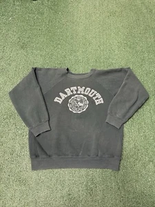 Vintage 70s Champion Blue Bar Dartmouth College Sweatshirt Large Flock Print - Picture 1 of 13
