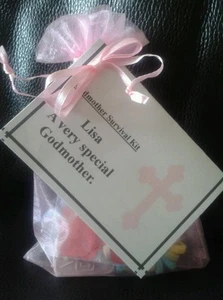 PERSONALISED GODMOTHER Survival Kit Godparent Thank you Christening Baptism Gift - Picture 1 of 3