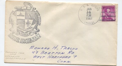 1961 USS Edisto Naval Cover – Operation Deep Freeze Cachet Antarctic Navy - Image 1 of 2