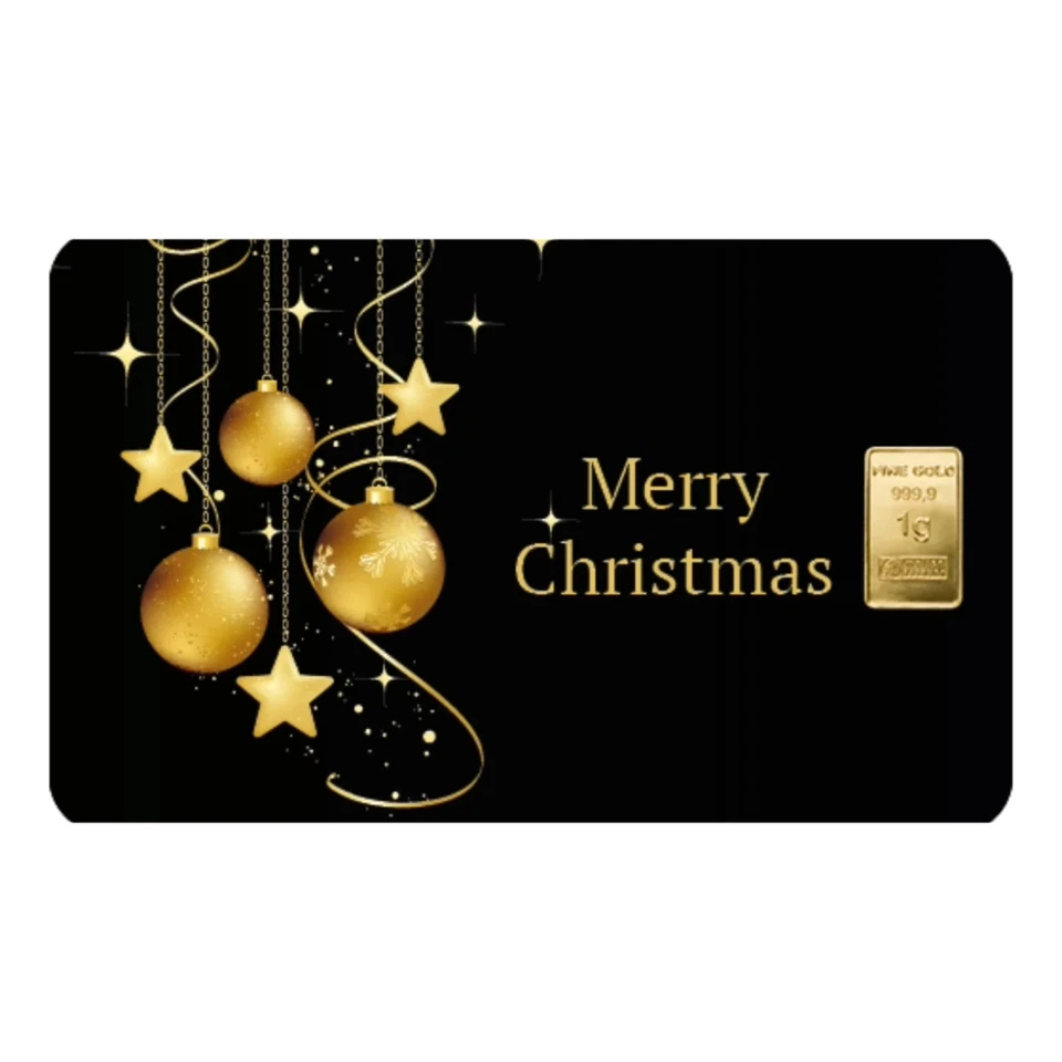 Goldbarren 1 Gramm 999.9 Gold Merry Christmas  Heimerle und Meule + Umschlag - Bild 1 von 4