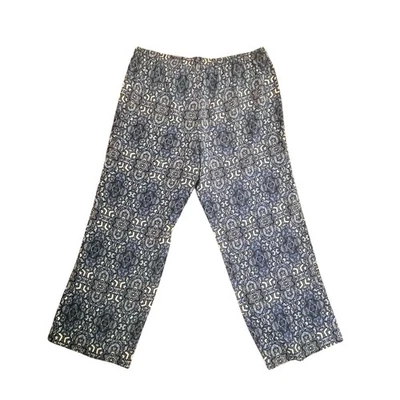 Брюки Calvin Klein с широкими штанинами размер 1X синий узор шнурок без застежек повседневные струящиеся - Изображение 1 из 4