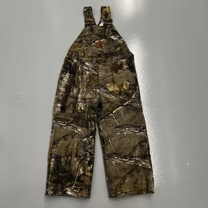 Carhartt Bibs Youth Boys 4 Mossy Oak Camo Overalls Canvas Insulated Double Knee - Picture 1 of 11