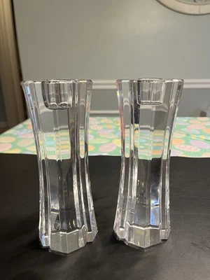 Pair of Orrefors Crystal 7.5” Tall Candlestick Holders - Image 1 of 4
