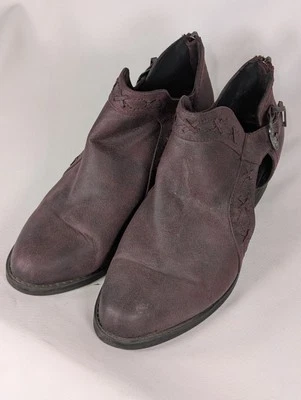 Sem classificação - Botas de tornozelo - Tamanho 10 - Couro sintético recorte borgonha   - Imagem 1 de 4