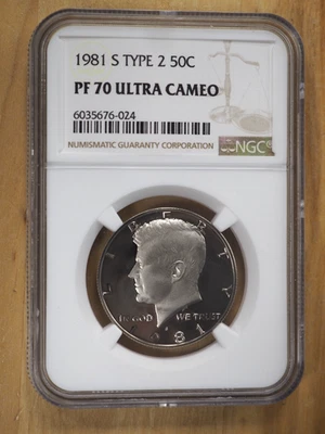 1981 S Kennedy Half Dollar Type 2 NGC PF70 Ultra Cameo - FREE SHIPPING! G1925 - Image 1 of 2
