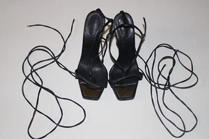 Schutz Sandals Vikki Lace up Black Ankle Tie High Heel Pumps Shoes Size 8B - Picture 1 of 3