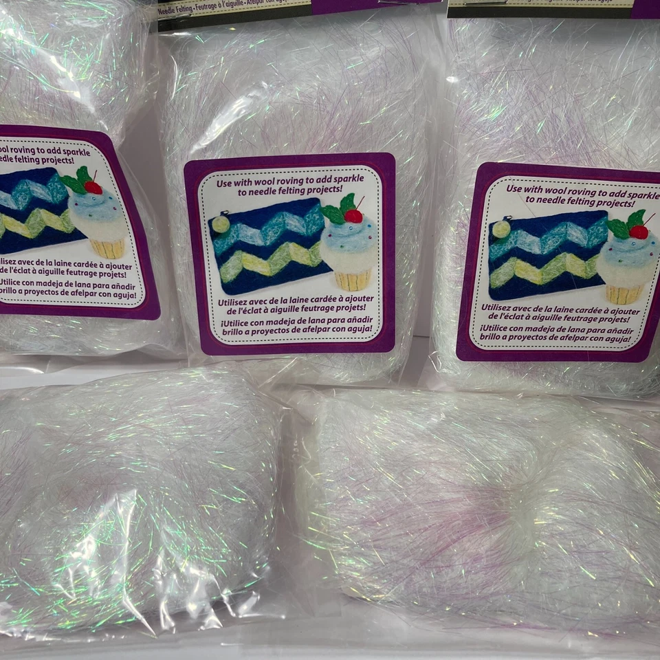 Iridescent Sparkle Fiber for Needle Felting Crafts Dimensions 5 Packs 0.2 oz - Image 1 of 4