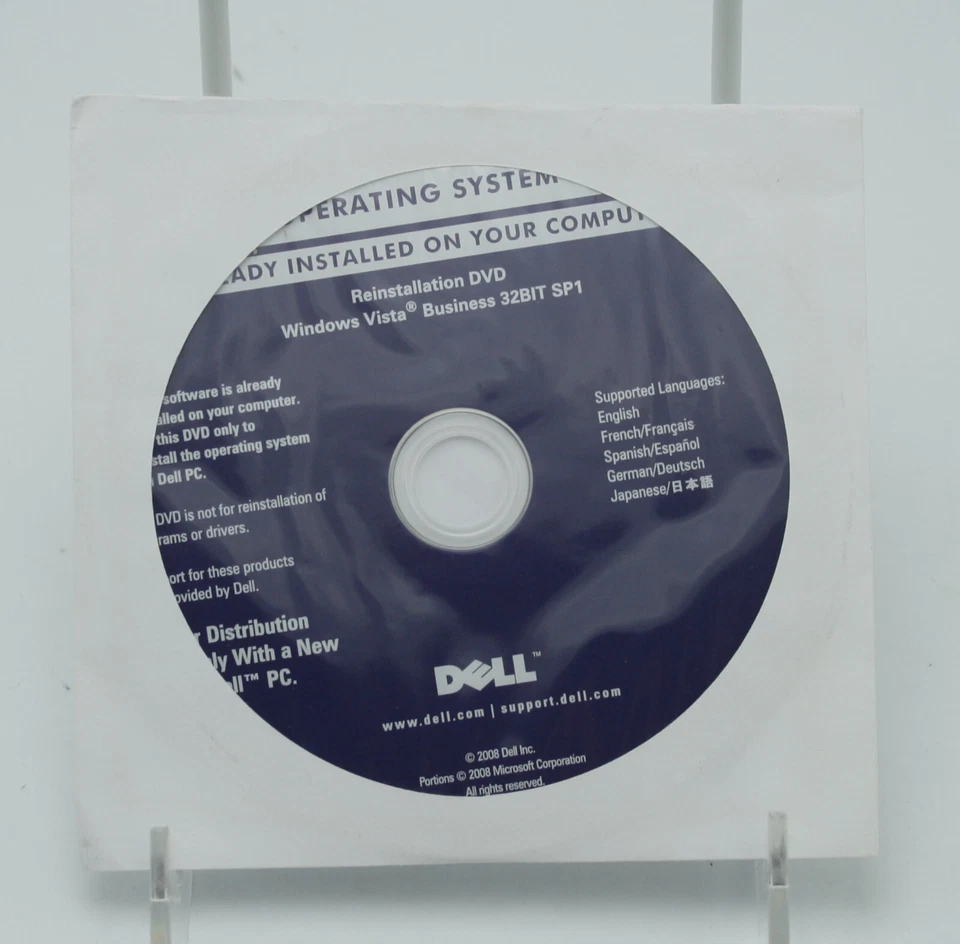 Dell Microsoft Windows Vista Business 32BIT SP1 Reinstallation DVD - Image 1 of 1