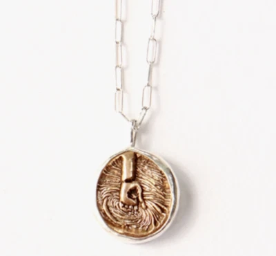 AGUA Elemento Zodiaco Signo Símbolo Bronce Moneda Dije Collar Plata Esterlina 925 Foto 1 de 4