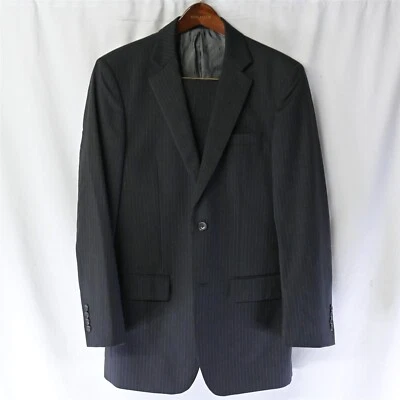 Joseph Fiess 38L | 29 x 30 Gray Stripe Wool 2Btn Suit Jacket Pants - Image 1 of 4