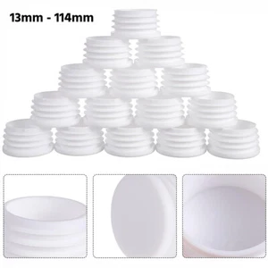 Round Blanking End Caps Plastic Plugs Tube Inserts Bungs White Ø 13mm - 114mm - Picture 1 of 34