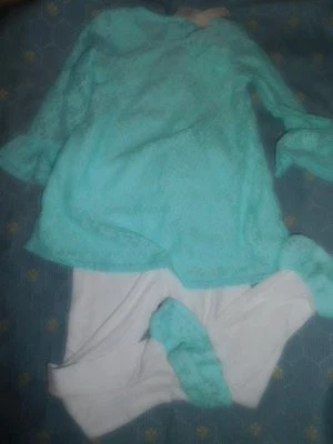Nuevo con etiquetas Good Lad aqua encaje vestido legging conjunto niña 4 envío gratuito EE. UU. Foto 1 de 2