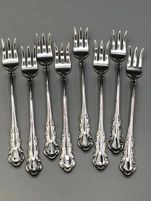 Набор из 8 коктейльных вилок Georgian Rose от Reed & Barton Sterling 5,5 дюйма - Изображение 1 из 4