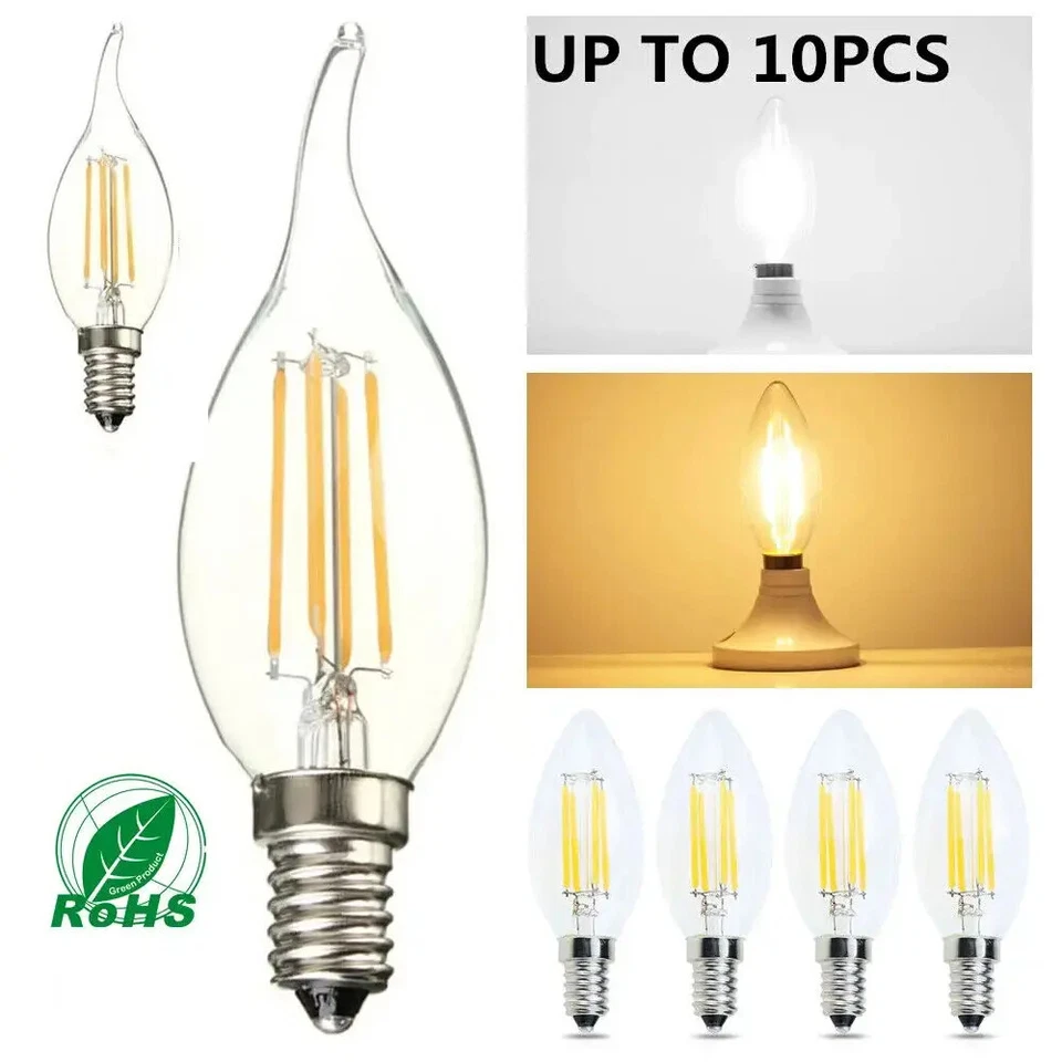 E14 6W 4W Dimmable LED Candle Lamps Filament Night Light Bulbs Edison Screw SES - Image 1 of 4