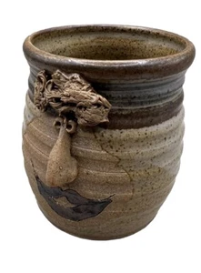 Whimsical Studio Pottery Mug 3D Face  SIGNED, 16 oz. - Picture 1 of 13