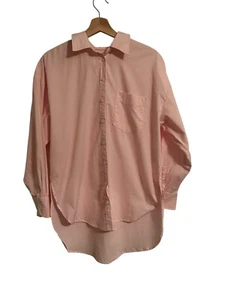 Maeve Anthropologie Tunic Button Up Shirt Womens S Pink Hi Lo Loose Fit NWT - Picture 1 of 3