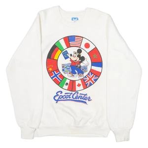 Vintage DISNEY Mickey Mouse Epcot Center Womens Sweatshirt White 90s S - Picture 1 of 8