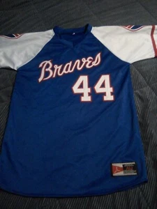 Hank Aaron Majestic 44 Blue Jersey - Picture 1 of 5