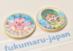 Digimon Adventure trading color medal Pyonmon Takeru Takaishi 2 types set - Picture 1 of 11
