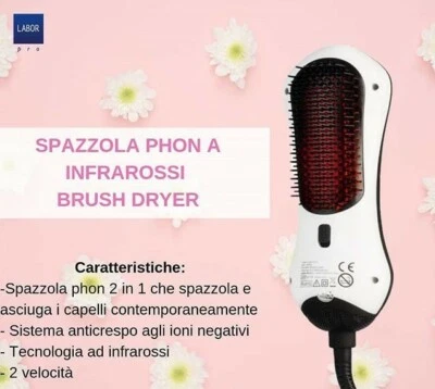 LABOR BRUSH DRYER SPAZZOLA PHON INFRAROSSI 2 IN 1 SPAZZOLA E ASCIUGACAPEPLLI  - Immagine 1 di 2