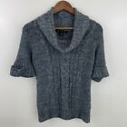 89th & Madison Sweater Women's Size S Grey Cowl Neck 3/4 Sleeve Knit Acrylic