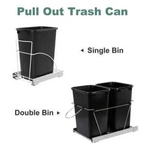 Pull Out Trash Kitchen Under Cabinet Waste Container Garbage 35 QT Double/Single - Picture 1 of 25