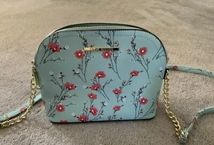 Steve Madden Women Floral Crossbody Purse with Chain Strap Blue Pocket EUC - Picture 1 of 12