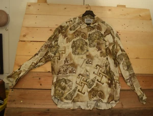 Camisa Café De Colección Para Hombres XL Arte Geométrico Rara Italia AOP Rayón - Imagen 1 de 9