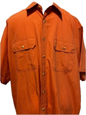 LL Bean Men’s Short Sleeve Button Down Shirt Size XL Orange Outdoors Casual - Image 1 of 4