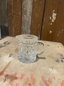 Vintage Clear Pressed Glass Milk Jug Creamer Pitcher With Handle Decorative - Picture 1 of 21