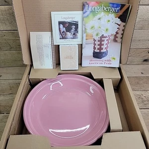 Longaberger Pottery Pie Plate 10" Diameter Pink NEW in box W Paperwork - Imagen 1 de 7
