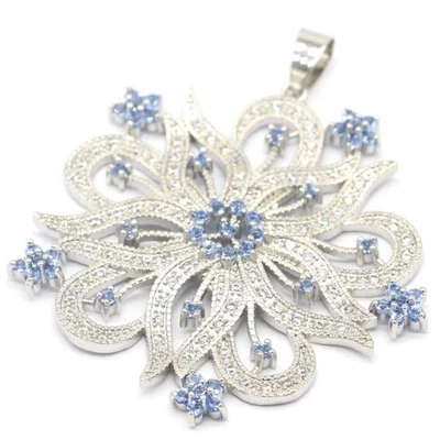 Colgante de plata para damas de circonita cúbica violeta 13,8 g flores tamaño grande nueva llegada Foto 1 de 2