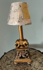 Ornate Bronze Tone Accent Table Lamp 9” Tall Botanical Leaf New Paris Shade - Picture 1 of 9