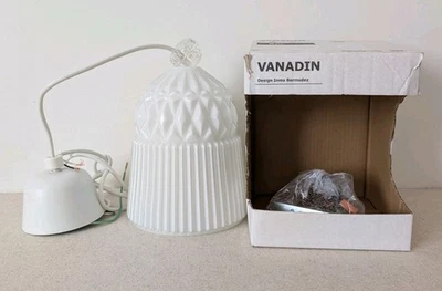 VTG Ikea Vanadin Hanging Pendant Light Fixture Inma Bermudez White Milk Glass Foto 1 de 4