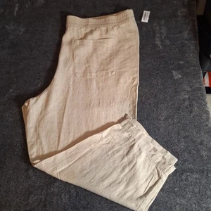 Old Navy Linen Blend High Rise Straight Pants Womans 3X Oatmeal Comfort Coastal - Picture 1 of 14