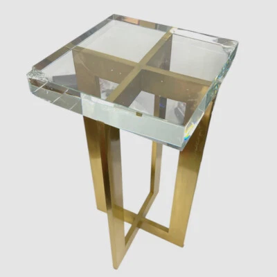 Mesa Martini John-Richard Collection Base Latón Pulido Dorado Tapa Cristal Foto 1 de 4