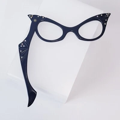 Vintage 50's Lucite Rhinestone Lorgnette Folding Opera Theater Glasses -NO LENSE - Image 1 of 4