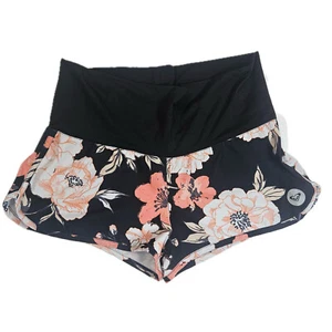 Roxy Shorts Womens Medium Black Orange Floral Casual Beach Summer Boho Style EUC - Picture 1 of 7