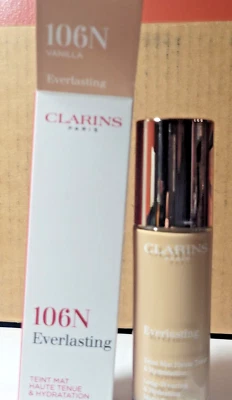 CLARINS Everlasting Longwear & Hydrating Matte Foundation 106N, 1 Fl Oz NIB - Image 1 of 4
