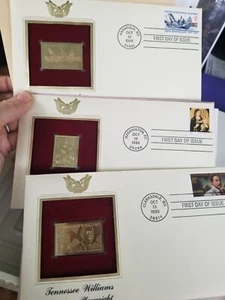10 Golden Replicas of US Stamps Postal Commemorative Society 22kt - Picture 1 of 7