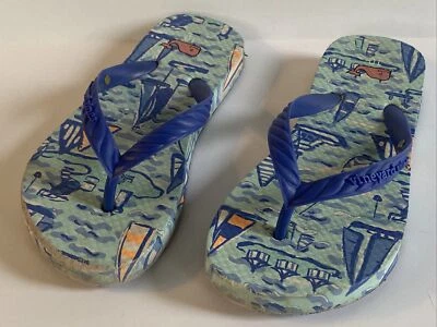 Toddler Unisex Sz 10 VINEYARD VINES FLIP FLOP Sailboats Pink Blue Aqua - Image 1 of 4