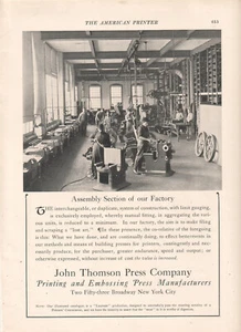 John Thomson Press Company 253 Broadway NY 1908 anuncio - sección de montaje de fábrica - Imagen 1 de 1