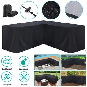 L Shape Garden Rattan Corner Furniture Cover Outdoors Sofa Protect Dustproof - Picture 1 of 9