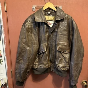 Vintage Superfortress B52 B-2 Apache Helicopter Leather Bomber Jacket Men’s L - Picture 1 of 9