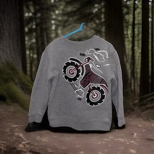 Boys 5T Dirt Biker Sweatshirt Gray Cozy Warm Layer Winter Motorcycle  - Picture 1 of 4