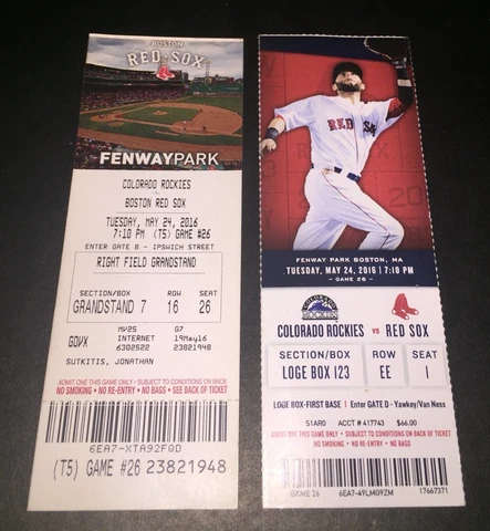 David Ortiz Red Sox Ticket Stubs Fenway 4 RBI’s 5/24/2016 Final Season Big Papi Cover