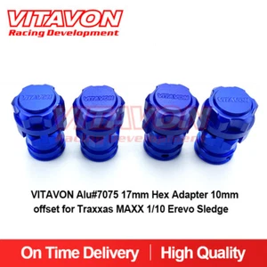 Adaptador hexagonaluminio #7075 17 mm desplazamiento de 10 mm para trineo azul Traxxas MAXX 1/10 - Imagen 1 de 5