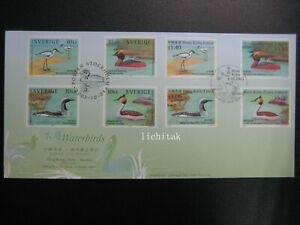 2003 HONG KONG & Sweden Waterbird Stamps First Day Cover 2 Different Postmark