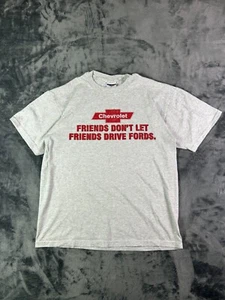 Vintage 1992 Chevrolet T-Shirt Jerzees L Gray Friends Don’t Let Drive Fords - Picture 1 of 9