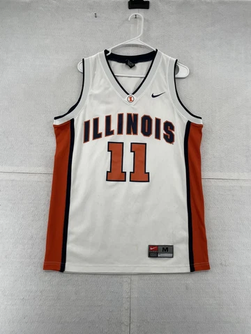Illinois Fighting Illini Basketball Jersey Adult Medium White #11 Nike Men Cover